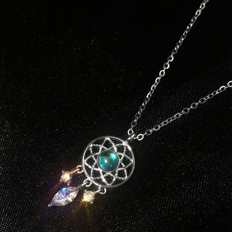 Moon Crystal Dream Catcher Halskjede i sølv