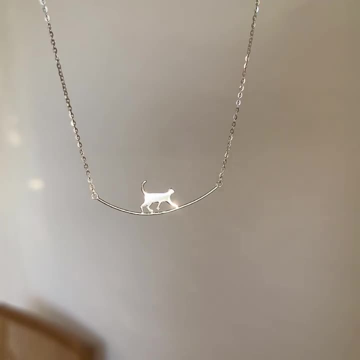 Klatring Katt Halskjede i sølv