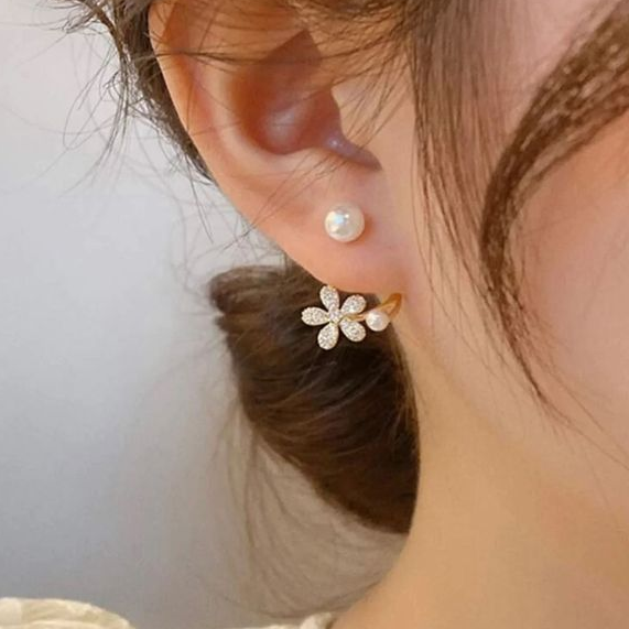 Blanke øreringer med perler