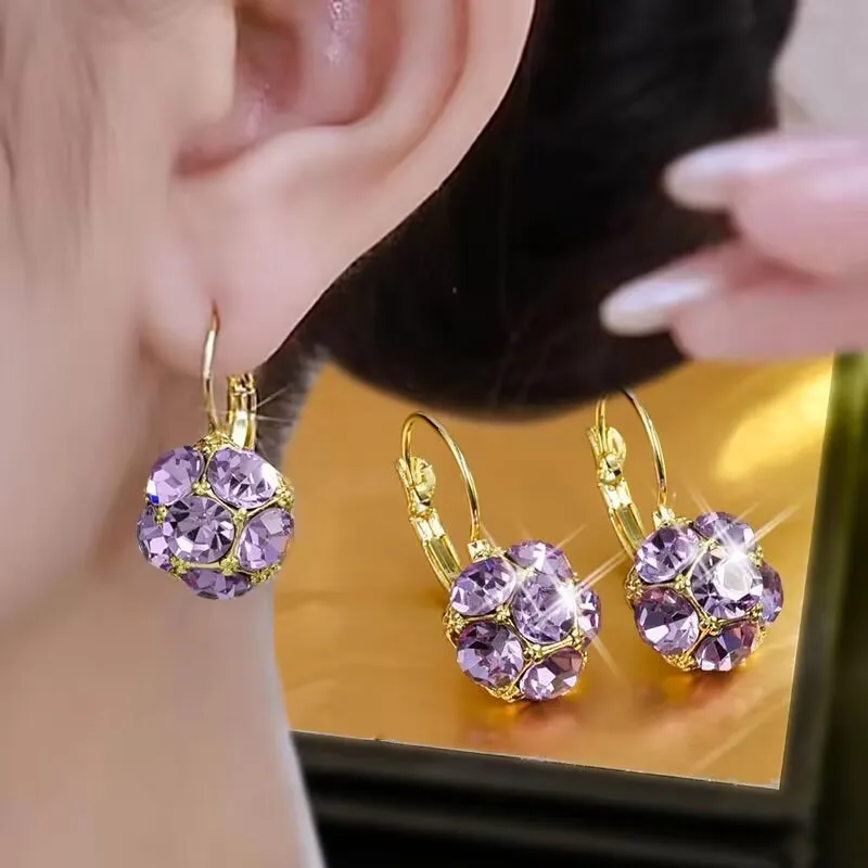 Elegante øreringer i lilla krystall