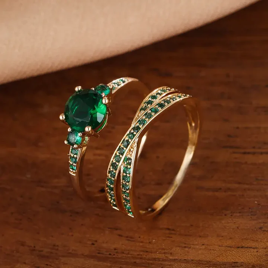 Sett elegante grønne ringer