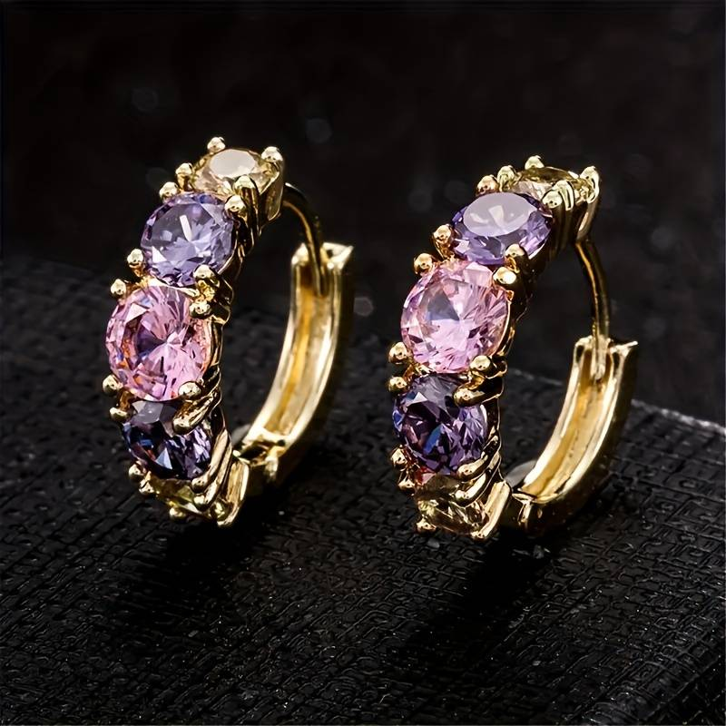 Elegante øreringer i fiolett krystall