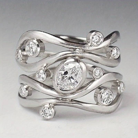 Vintage ring med uregelmessige zirkonia i sølv